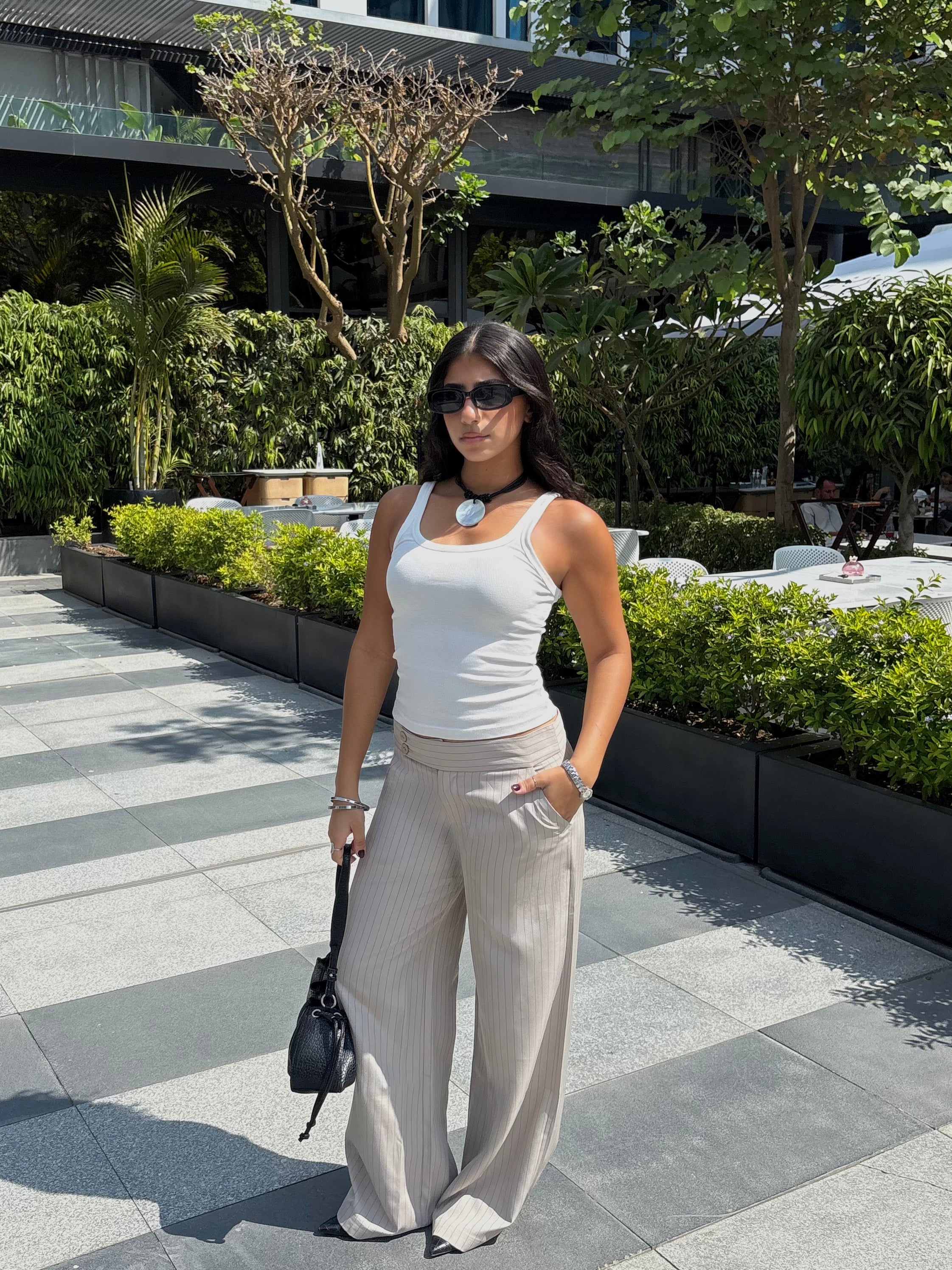 Cream Striped Contour Dune Pants