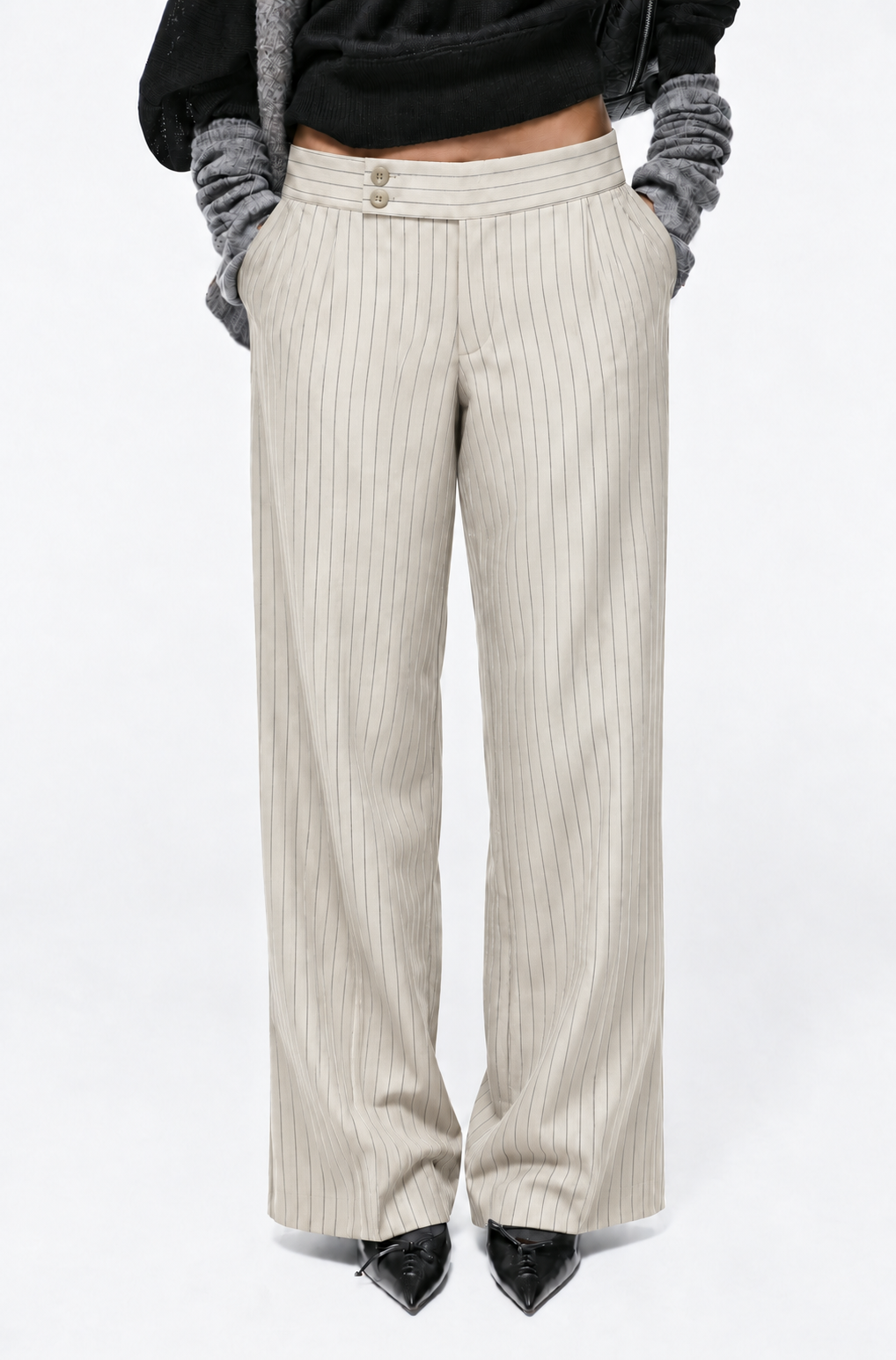 Cream Striped Contour Dune Pants